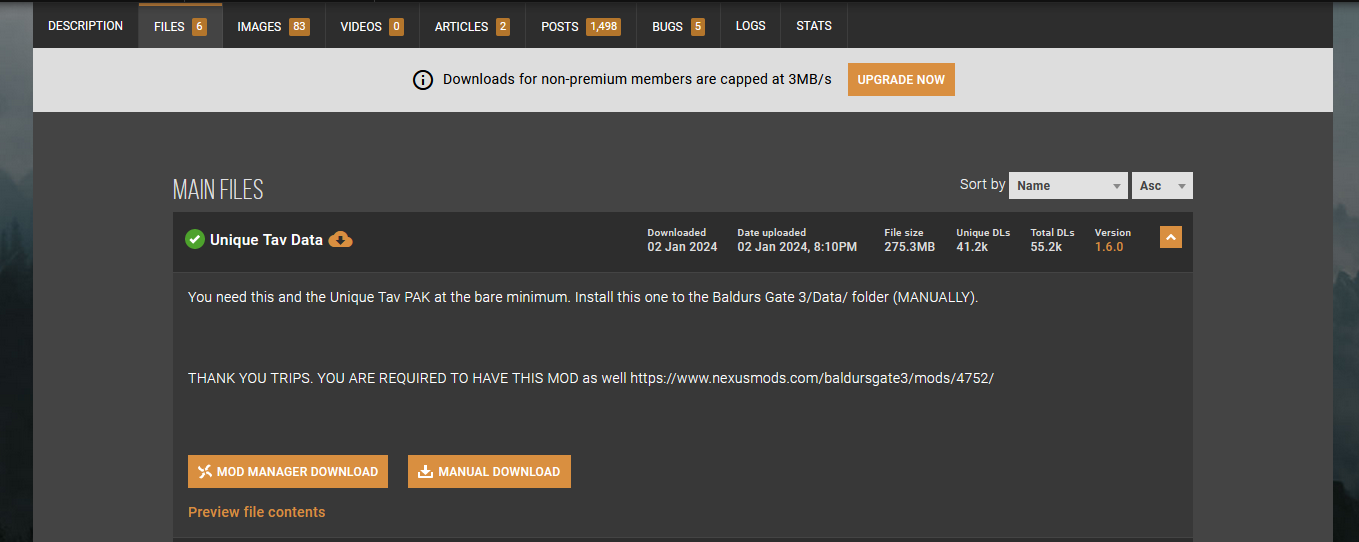 Image of Nexus Mods page